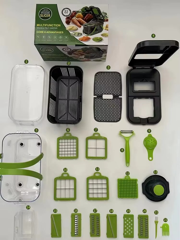 Hachoir à Légumes Manuel 16 pièces I Trancheuse Coupe-Fruits et Oignons Gadgets de Cuisine
