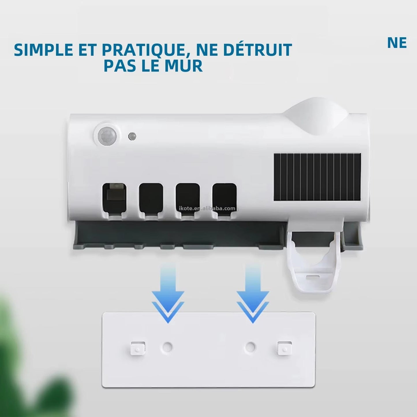 Porte brosse à dents distributeur de dentifrice et sterilisateur à rayon uv