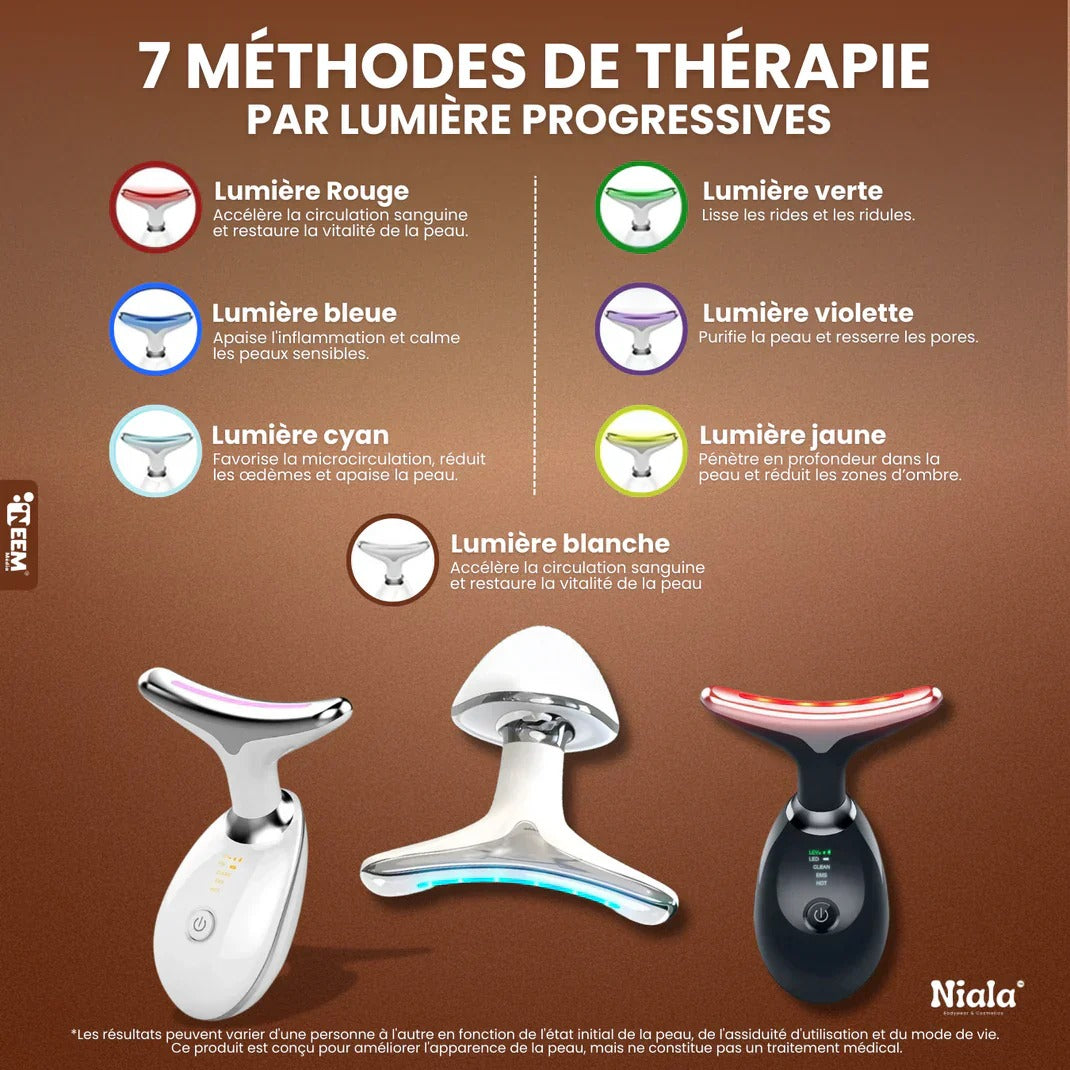 Appareil de massage anti-ride 3 couleurs pour le visage et le cou