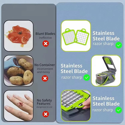 Hachoir à Légumes Manuel  16 pièces I Trancheuse Coupe-Fruits et Oignons Gadgets de Cuisine